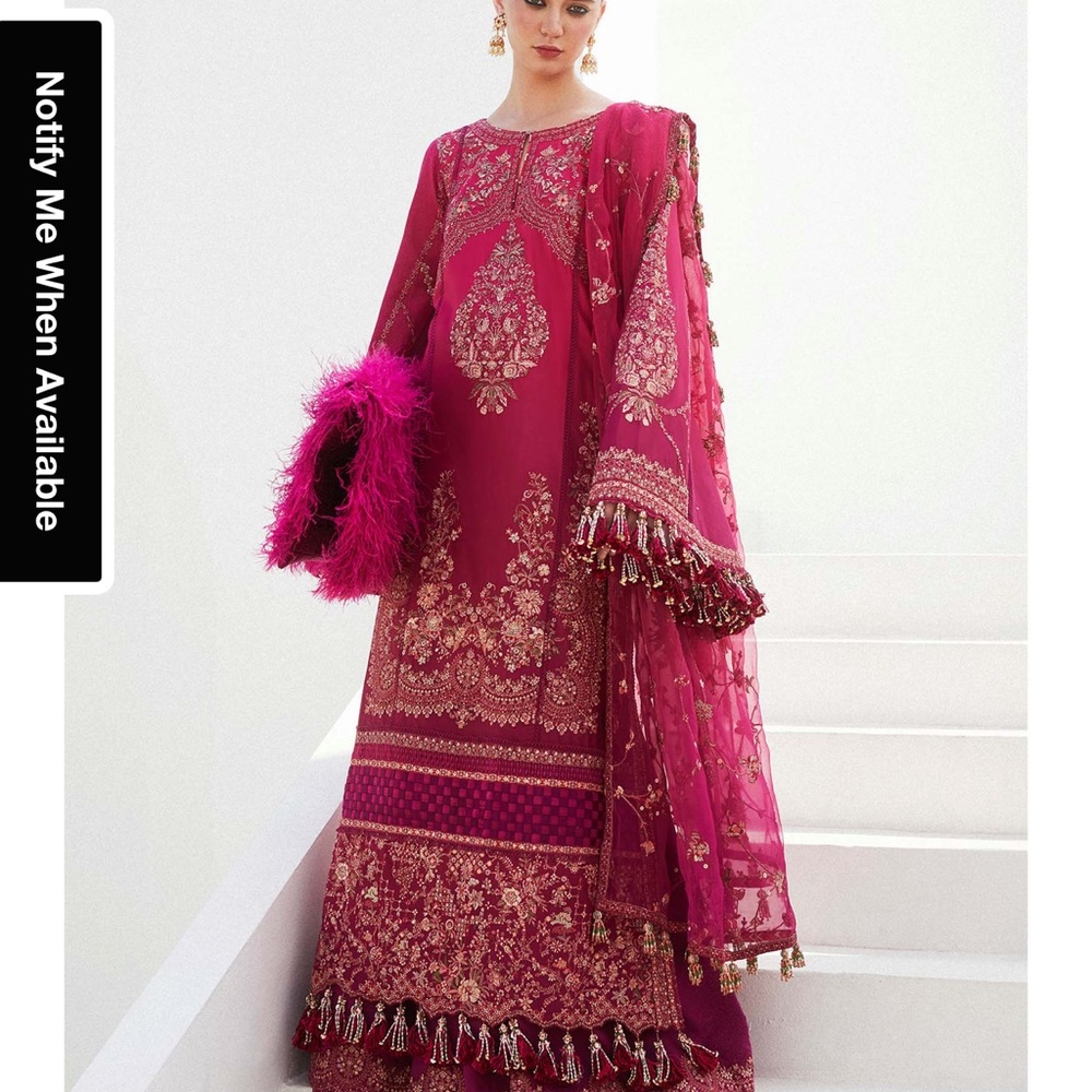 Pakistani brand new 3 piece full embroidered luxury Hussain raher dress size L